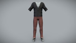 Male Cardigan Pants Shoes Casual Outfit