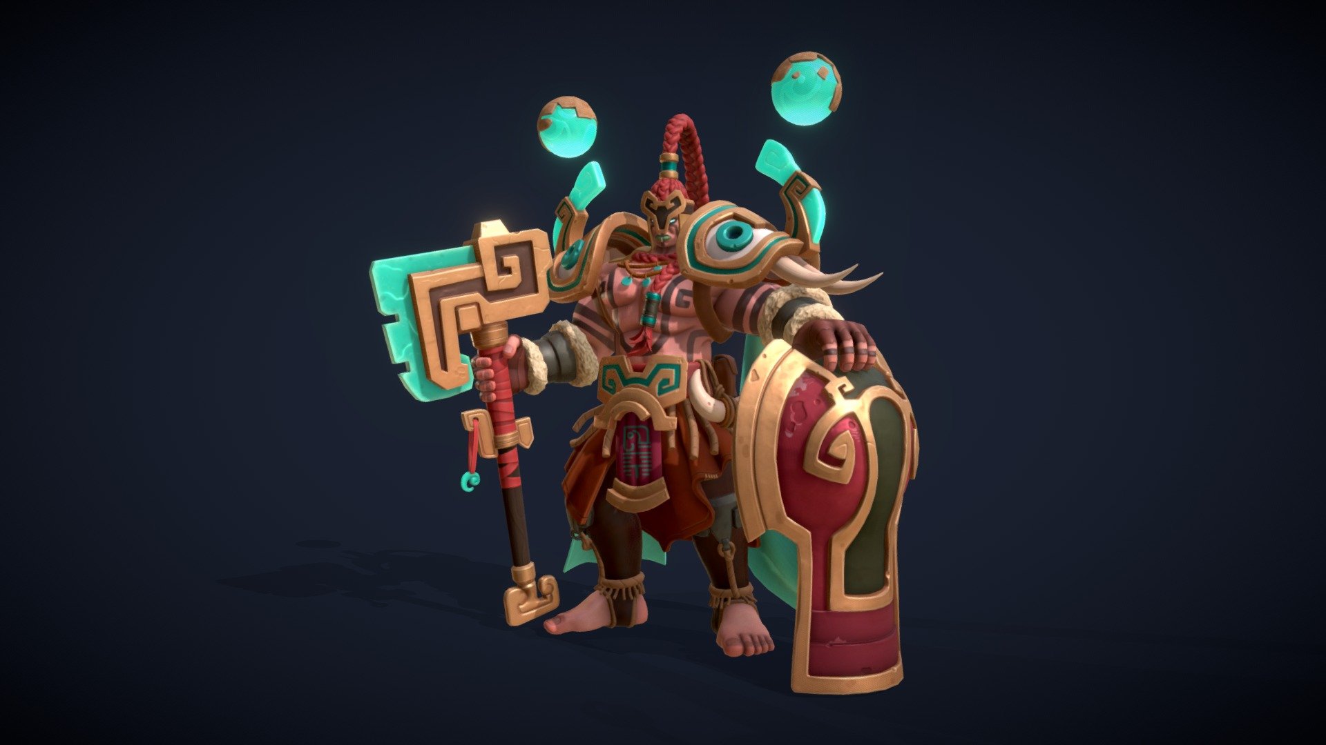 Personal project “Elephant Spirit Warrior”
Meet the Elephant Spirit Warrior, an ancient Aztec war spirit. This demi-god warrior swings his axe with one hand like a toy with, which is too heavy for an ordinary person to handle even with all of their full strength, and protecting himself from the dangers around him with his shield at the same time.

View full project on Artstastion https://www.artstation.com/artwork/8byYyw - Elephant Spirit Warrior - 3D model by Atilay 3d model