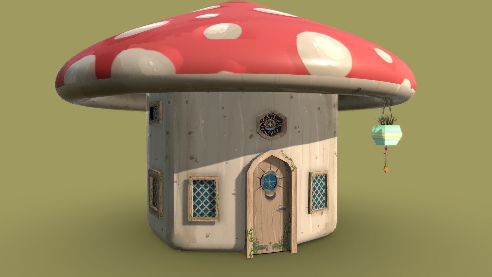 Small fantasy mushroom house for a forest 3d model
