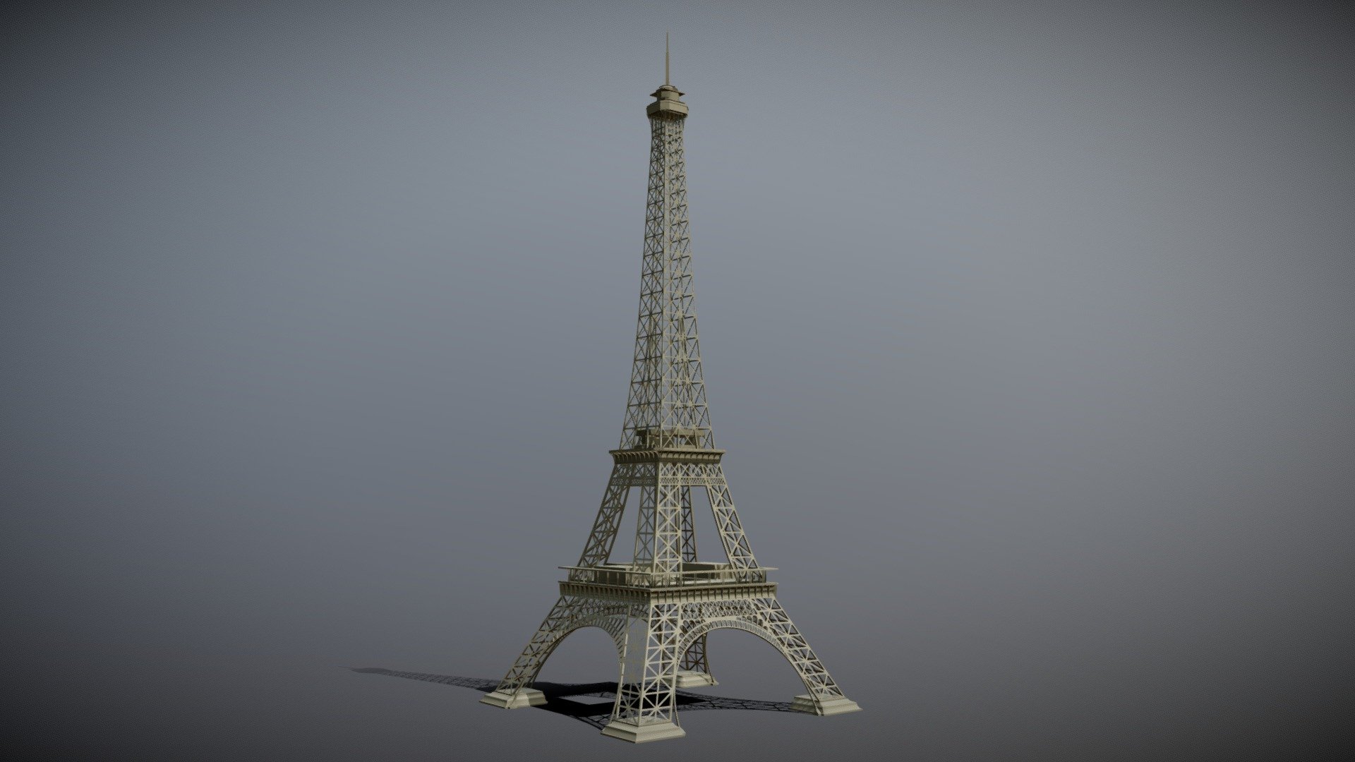 Simple model of the Eiffel Tower located in Paris France.

For color model : #9E967A (real color) - Eiffel Tower in Paris France - Buy Royalty Free 3D model by Acme (@acmelab) 3d model