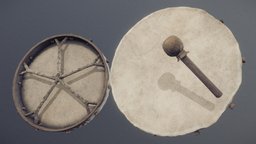 Nordic Shaman Drum drum, viking, unreal, ready, shaman, tribe, nordic, norse, northern, lowpoly-3dsmax, gamereadyasset, northmen, unity, game, lowpoly, gameready