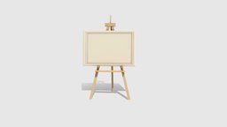 Easel Painting Canvas wooden, stand, painting, display, easel, gallery, unit, picture, canvas, pbr, low, poly