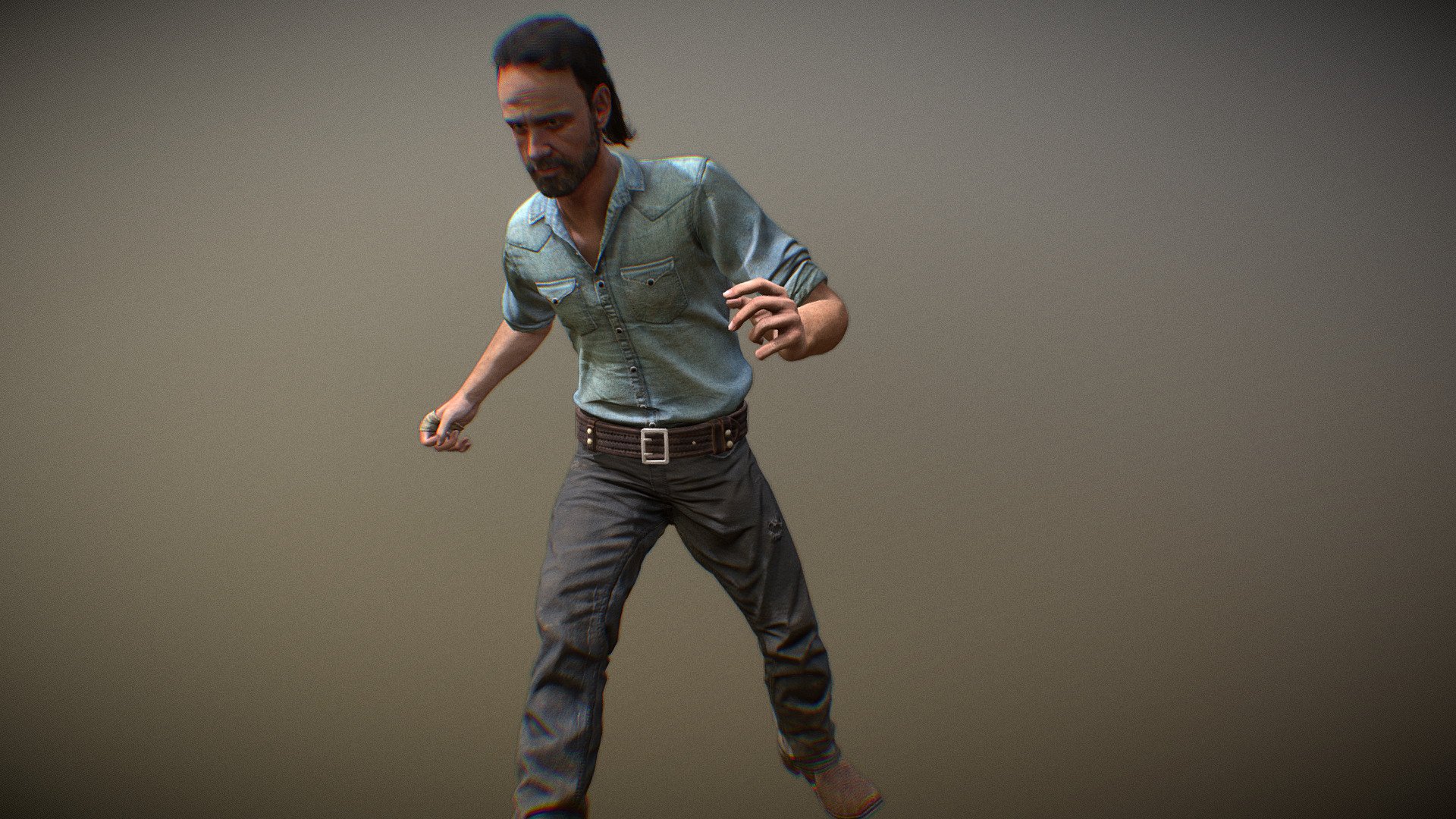 This is a rick grimes character model that has been re-rigged from a walking dead video game, we used mixamo to re-animate the character.
Not downloadable due copyrightial sanctions. Soon we shall include a UE4 rig to this model so it is easier to import it to the UE4 mannequin rig.

Contact us via: granddogstudiohelp@gmail.com

 - Rick Grimes (The Walking Dead) - 3D model by SanForge Studio (@SanForge) 3d model