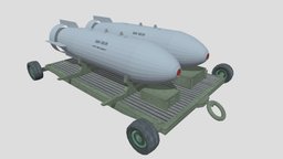 ODAB-500 vacuum bombs transport cart soviet, transport, cart, bomb, bombs, soviet-union, weapon, lowpoly, military, odab