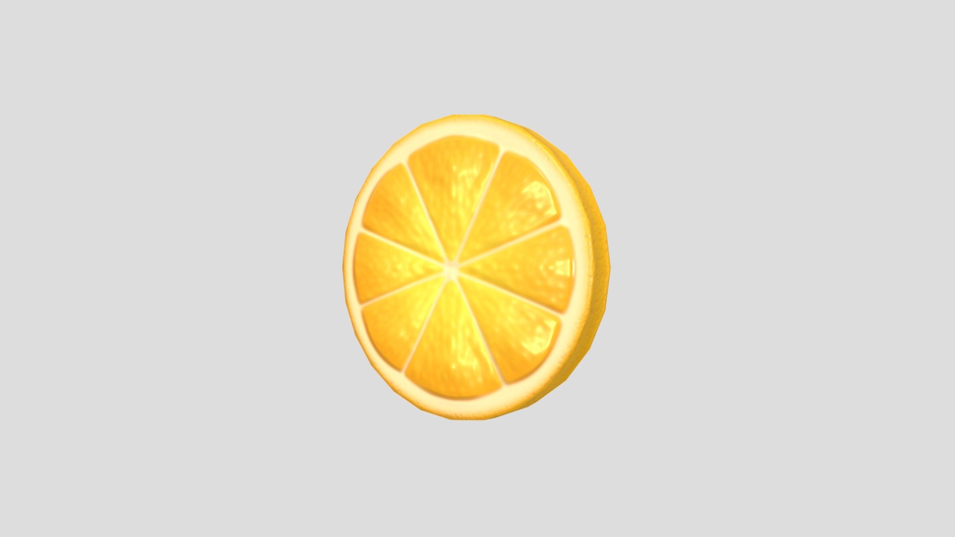 Lemon Slice 3d model.      
    


File Format      
 
- 3ds max 2021  
 
- FBX  
 
- OBJ  
    


Clean topology    

No Rig                          

Non-overlapping unwrapped UVs        
 


PNG texture               

2048x2048                


- Base Color                        

- Normal                            

- Roughness                         



384 polygons                          

362 vertexs                          
 - Lemon Slice - Buy Royalty Free 3D model by bariacg 3d model