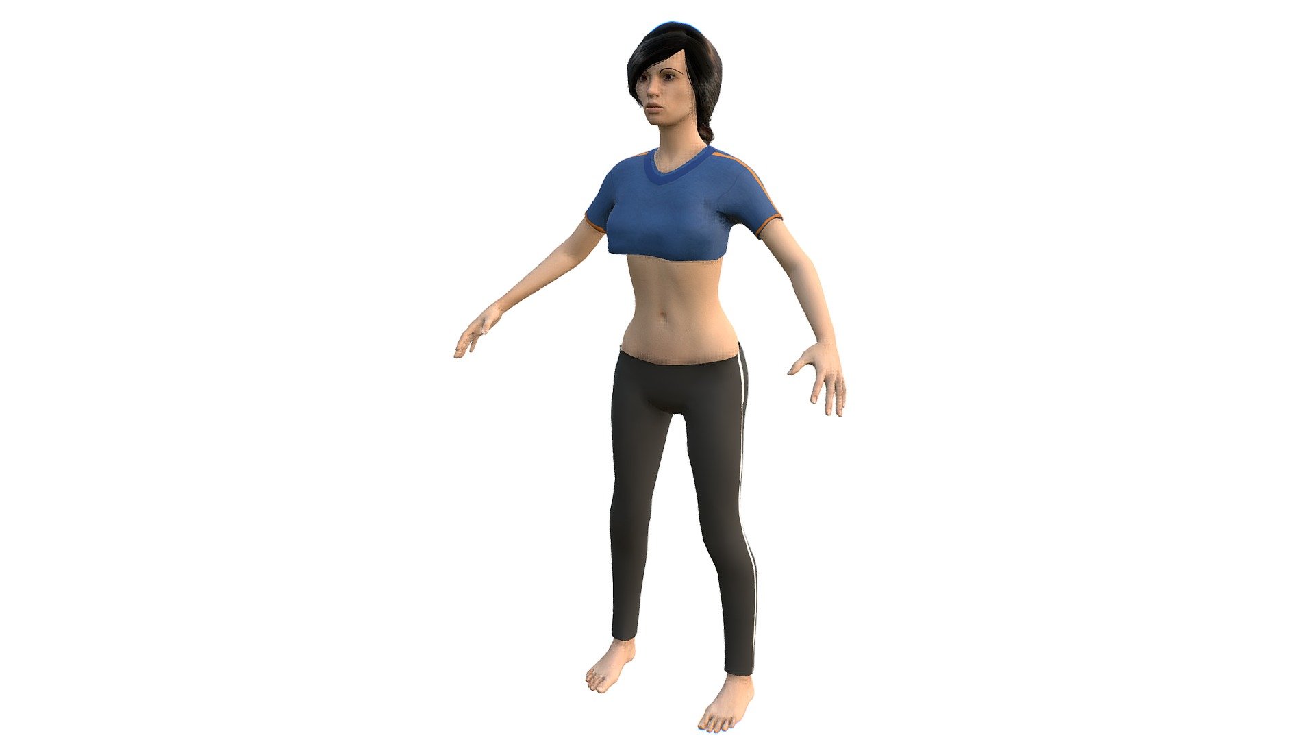 Sport Girl low-poly 3d model ready for Virtual Reality (VR), Augmented Reality (AR), games and other real-time apps.

Sport Girl 3D Model Rigged and Game Ready Skeleton optimized for game engines.

53 bones including Facial bones, hands and feet (eyes, tongue, teeth&hellip;)

21.3k faces 
23.6k vertices

All textures are included 2048 x 2048 px 3d model
