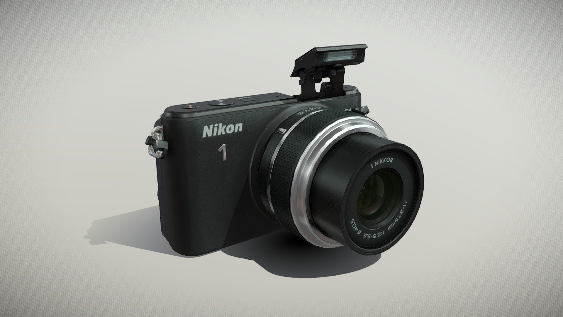•   Let me present to you high-quality low-poly 3D model Nikon 1 S1 Kit 11-27.5mm Black. Modeling was made with ortho-photos of real camera that is why all details of design are recreated most authentically.

•    This model consists of a few meshes, it is low-polygonal and it has three materials (Body Camera, Body Lens and Glass of Lenses).

•   The total of the main textures is 9. Resolutions of all textures are 4096 pixels square aspect ratio in .png format. Also there is original texture file .PSD format in separate archive.

•   Polygon count of the model is – 6541.

•   The model has correct dimensions in real-world scale. All parts grouped and named correctly.

•   To use the model in other 3D programs there are scenes saved in formats .fbx, .obj, .DAE, .max (2010 version).

Note: If you see some artifacts on the textures, it means compression works in the Viewer. We recommend setting HD quality for textures. But anyway, original textures have no artifacts 3d model