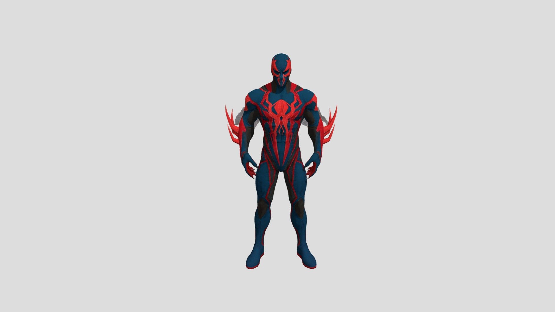 Spider-Man 2099 is a fictional superhero appearing in American comic books published by Marvel Comics. The character was created by Peter David and Rick Leonardi in 1992 for the Marvel 2099 comic book line, and is a futuristic re-imagining of his namesake created by Stan Lee and Steve Ditko. His real identity is Miguel O'Hara, a brilliant Irish-Mexican geneticist living in Nueva York (a renamed New York City) in the year 2099 who attempts to recreate the abilities of the original Spider-Man in other people and later suffers a related accident that causes half of his DNA to be re-written with a spider's genetic code.[1]

The character has appeared in numerous media adaptations, while making his cinematic debut in the animated film Spider-Man: Into the Spider-Verse, where he was voiced by Oscar Isaac in the film's post-credits scene. The character will also appear in the film's sequel, Spider-Man: Across the Spider-Verse (Part One), with Isaac reprising the role - Spiderman 2099 - 3D model by RockStudio 3d model