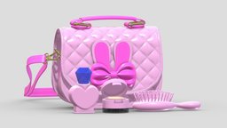 Play Purse Set face, hair, princess, kid, toy, set, for, fashion, up, beauty, girls, child, accessories, bag, makeup, powder, play, hairbrush, perfume, brush, purse, mock, health, products, handbag, cosmetic, lipstick, apparel, toiletries, 3d, bottle, hand, pretend