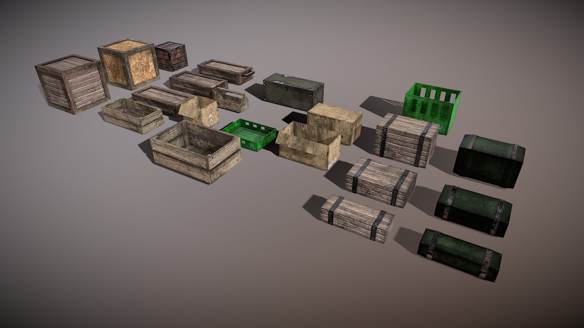 Crates,boxes, cardboard boxes.. one material of 4096.. just one material call on all this.. normalmap dx - Crates And Boxes - Buy Royalty Free 3D model by Thunder (@thunderpwn) 3d model