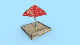Old Sand Box | Game Assets mushroom, unreal, old, sandbox, game-ready, colorful, playground-equipment, soviet-heritage, unity, pbr, lowpoly, noai