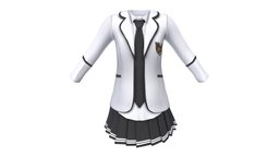 Mini Skirt School Uniform mini, school, and, white, shirt, high, trim, , fashion, girls, jacket, college, clothes, asian, skirt, chinese, realistic, manga, real, womens, cosplay, korean, wear, metaverse, roleplay, balck, pleated, pbr, low, poly, female, anime, japanese, unfiorm