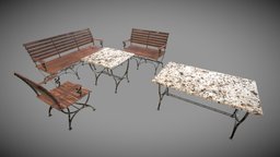 Park Set bench, set, furniture, table, park, iron, chair, wood