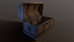Wooden Coffer chest, medieval, trunk, props, baule, coffer, portmanteau, blender, fantasy, woodencoffer