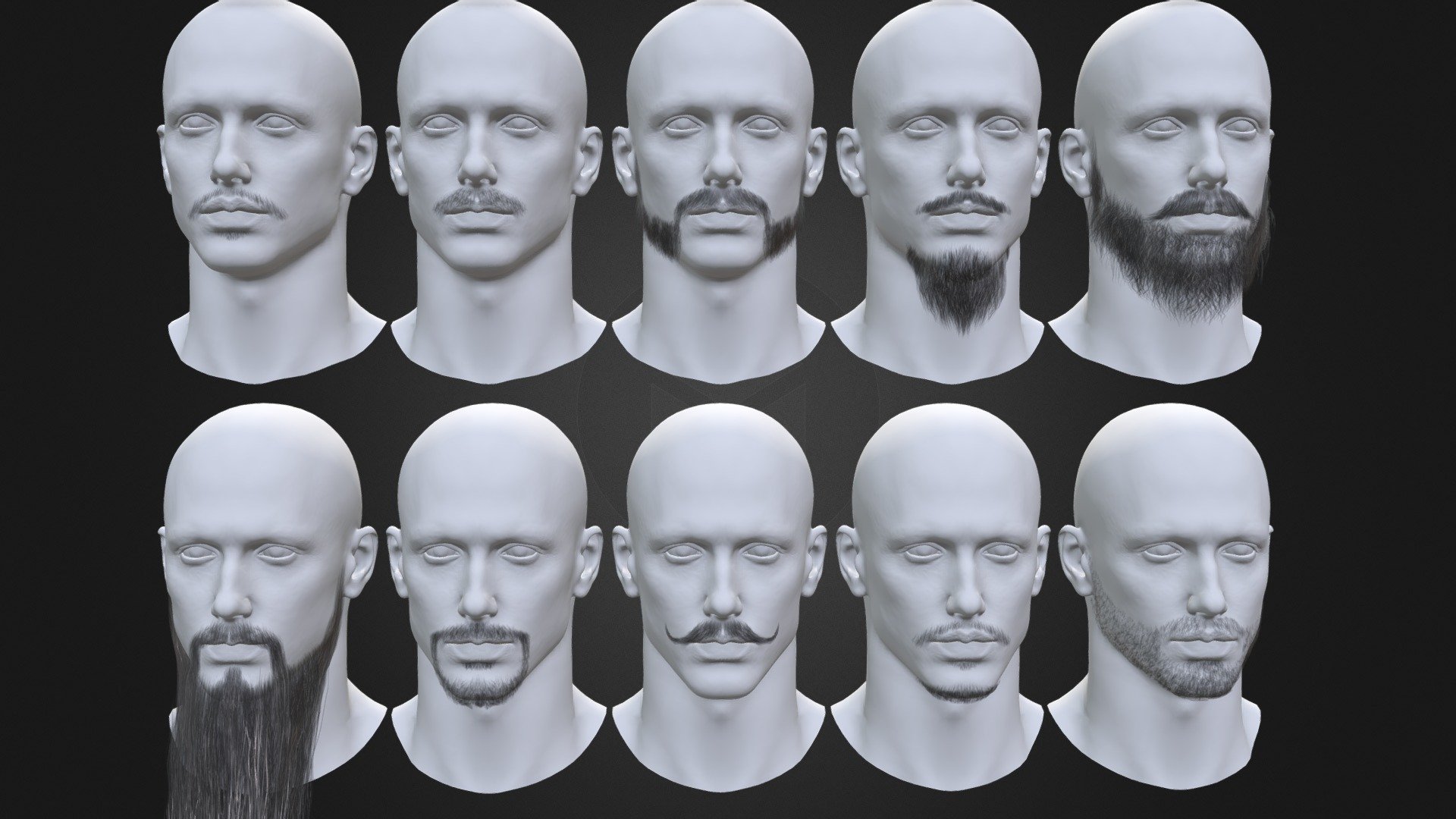 10 Real Time Hair Card Beard and Mustache for man Low-poly 3D model

All image from marmoset toolbag 4.File can be use in unity,UE,blender.

Each Beard and mustache contains the following files (formats):

obj file
fbx file
Textures(4096x4096, tga) Normal Diffuse Gloss
Marmoset file
15827 tris for all 10 beards.

Have a nice day~

Model also available in Artstation:
https://www.artstation.com/a/21699778 - 10 Real Time Hair Card Beard and Mustache pack - Buy Royalty Free 3D model by Vincent Page (@vincentpage) 3d model