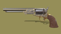 Navy Revolver revolver, cowboy, western, engraved, old, pistol, decorated, wildwest, substancepainter, substance, military, gun, war, guns, navy