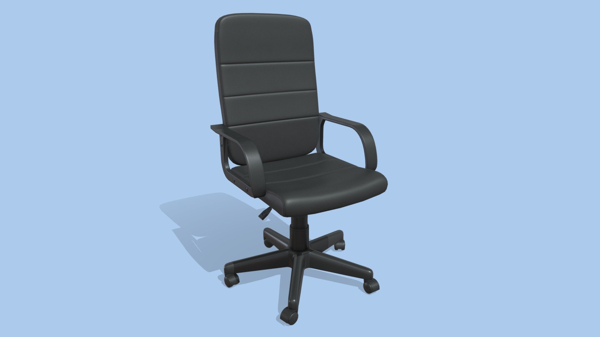 Game ready low-poly Office Chair model with PBR textures for game engines/renderers.

This product is intended for game/real time/background use. This model is not intended for subdivision. Geometry is triangulated. Model unwrapped manually. All materials and objects named appropriately. Scaled to approximate real world size. Tested in Marmoset Toolbag 3. Tested in Unreal Engine 4. Tested in Unity. No special plugins needed. .obj and .fbx versions exported from Blender 2.83.

4096x4096 textures in png format included:
- General PBR Metallic/Roughness  textures: BaseColor, Metallic, Roughness, Normal(DirectX), Normal(OpenGL), AO;
- Unity Textures: Albedo, MetallicSmoothness, Normal, AO;
- Unreal Engine 4 textures: BaseColor, OcclusionRoughnessMetallic, Normal;
- PBR Specular/Glossiness textures: Diffuse, Specular, Glossiness, Normal(DirectX), Normal(OpenGL), AO.

Also included old variant of textures
 - Office Chair - Buy Royalty Free 3D model by AshMesh 3d model