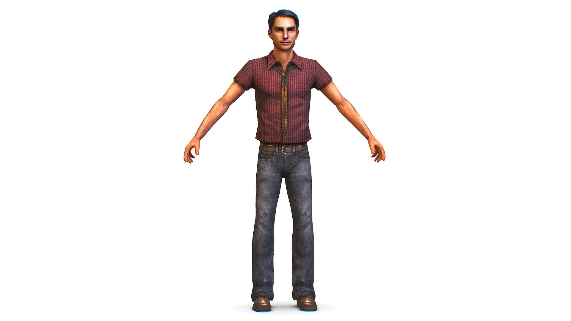 a young man in jeans and a red shirt - 3dsMax file included/ texture 1024 color only 3d model