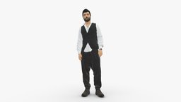 Black White Man 0432 style, people, jacket, clothes, miniatures, realistic, character, 3dprint, model, man, male, black