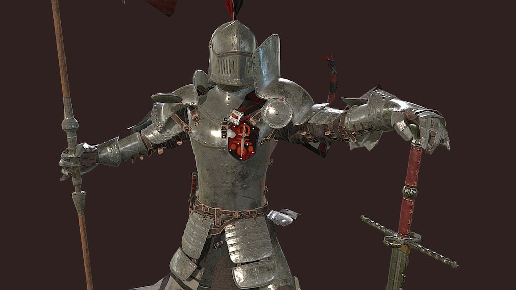 Fantasy knight character made in maya, zbrush and textured and baked in substance painter. Inspired by the witcher/game of thrones 3d model