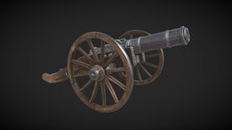 Cannon of the 18th century metal, cannon, substancepainter, substance, weapon