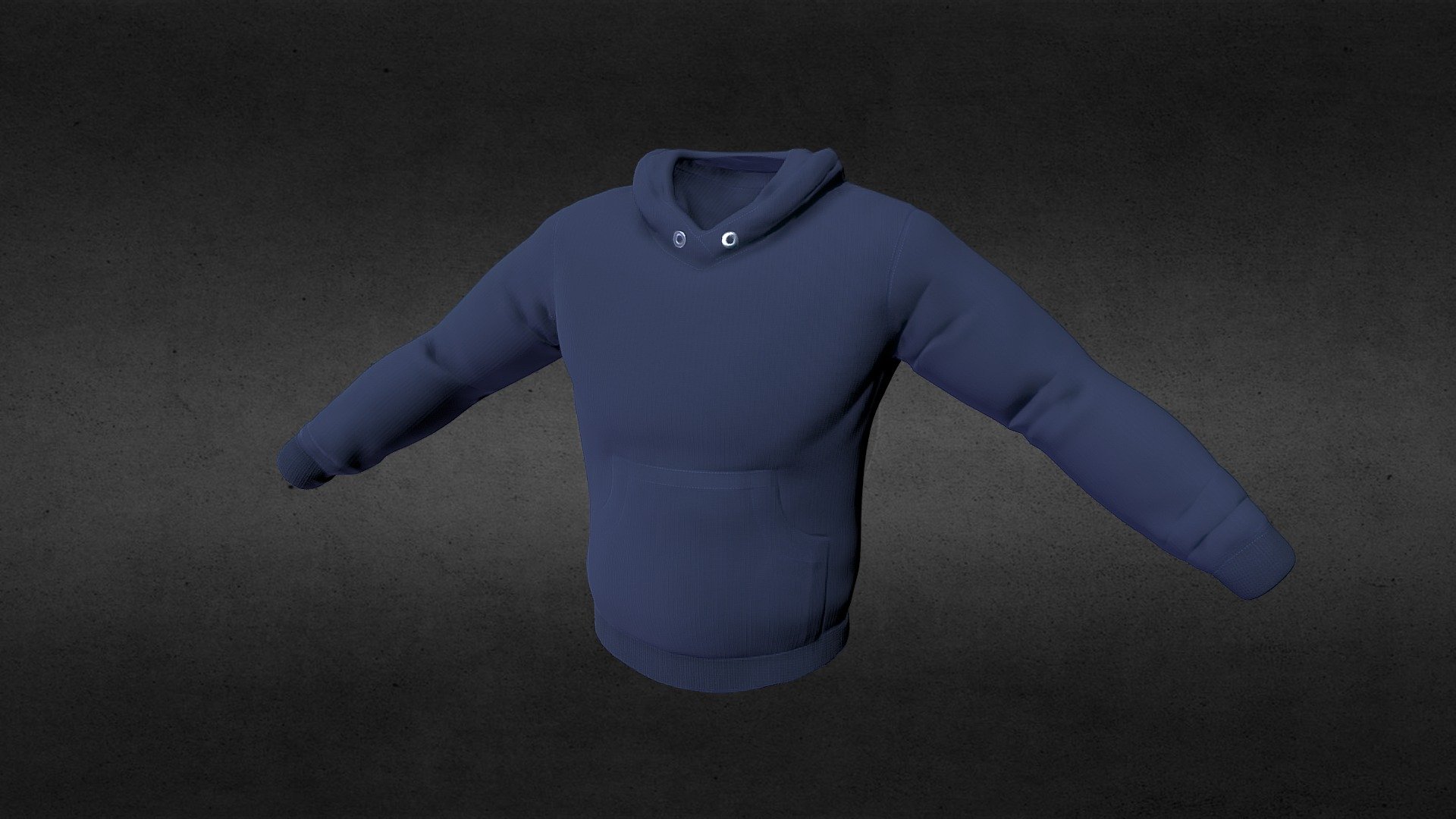Basic blue hoodie 3d model