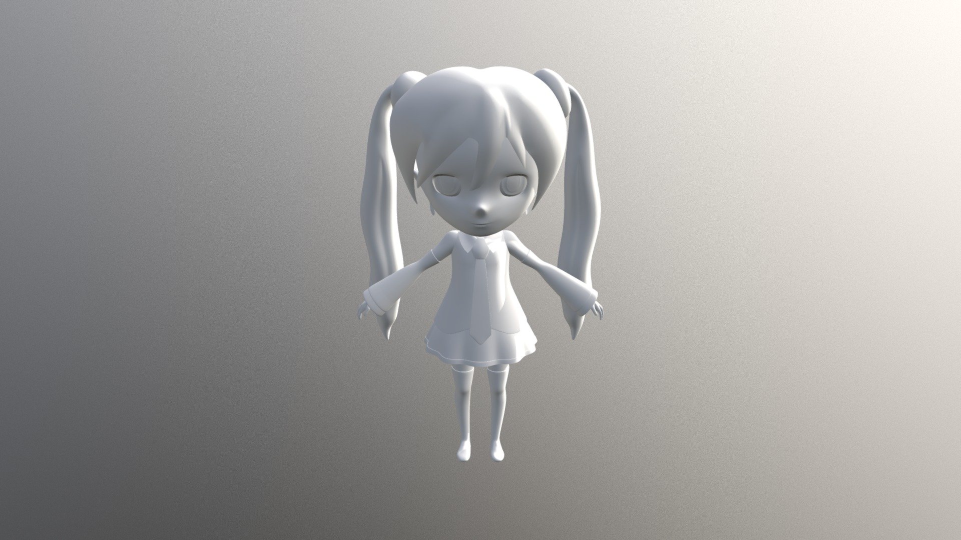 Hatsune Miku chibi. Inspired by Aneta V tutorial - Hatsune miku chibi - 3D model by nuduvy 3d model