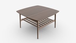 Coffee table Woodstock square modern, frame, wooden, cafe, rectangle, coffee, comfortable, top, brown, furniture, table, decor, warm, woodstock, 3d, pbr, design, wood, interior