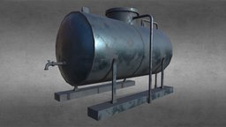 Water Tank gas, rust, rusty, realtime, industry, pipes, metal, old, tank, rooftop, watertower, watertank, props-assets, gastank, props-game-assets, pbr-game-ready, gameasset, gameready, watersystem, noai
