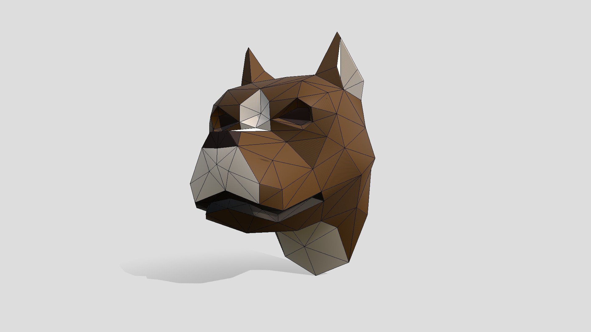 Cabeza de perro estilo trofeo lowply.
recomedado para pepakura , imprimir en 3D - Dog Pitbull - 3D model by vanneyepes6 3d model
