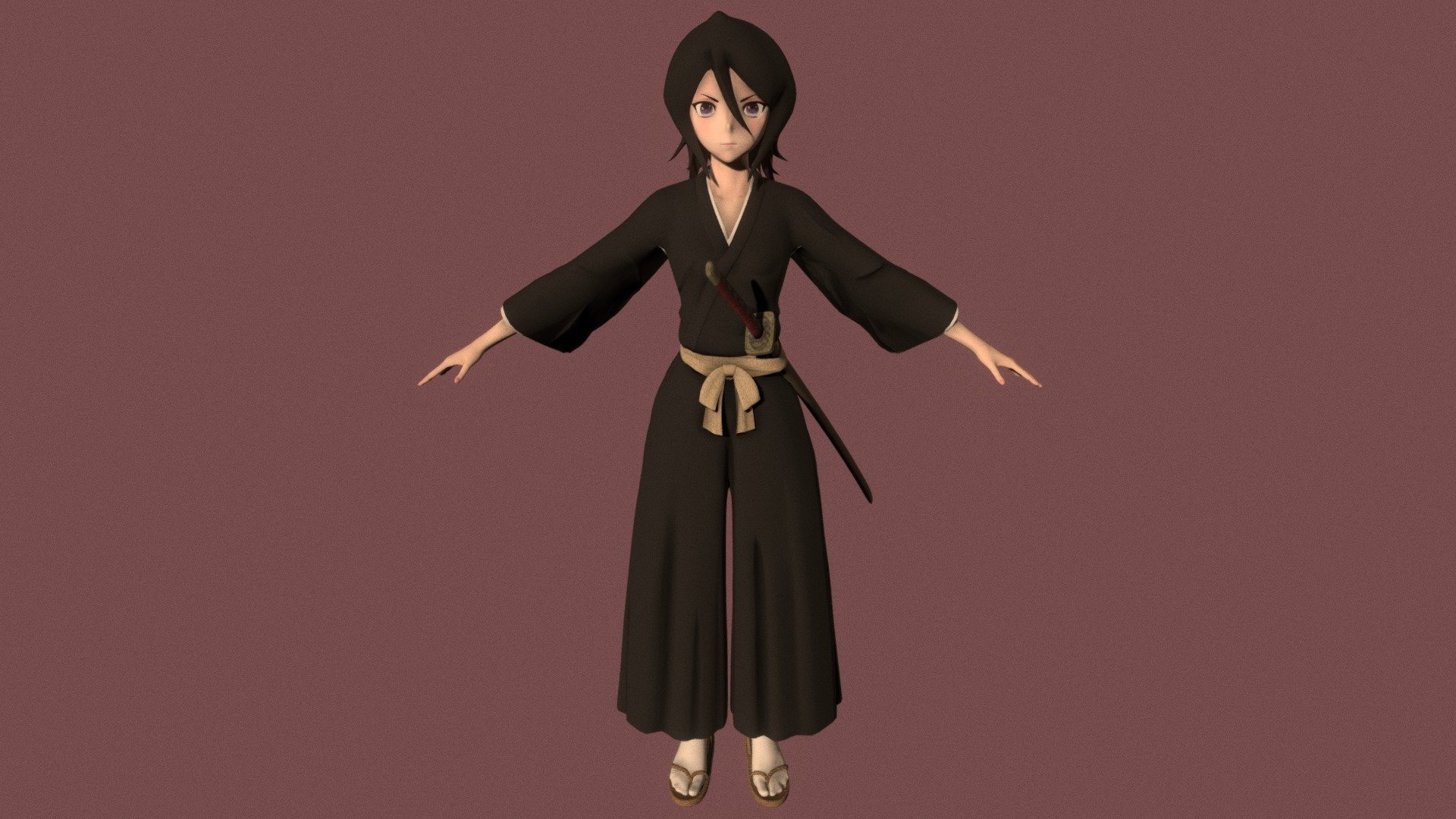 T-pose rigged model of anime girl Rukia Kuchiki (Bleach).

Body and clothings are rigged and skinned by 3ds Max CAT system.

Eye direction and facial animation controlled by Morpher modifier / Shape Keys / Blendshape.

This product include .FBX (ver. 7200) and .MAX (ver. 2010) files.

3ds Max version is turbosmoothed to give a high quality render (as you can see here).

Original main body mesh have ~7.000 polys.

This 3D model may need some tweaking to adapt the rig system to games engine and other platforms.

I support convert model to various file formats (the rig data will be lost in this process): 3DS; AI; ASE; DAE; DWF; DWG; DXF; FLT; HTR; IGS; M3G; MQO; OBJ; SAT; STL; W3D; WRL; X.

You can buy all of my models in one pack to save cost: https://sketchfab.com/3d-models/all-of-my-anime-girls-c5a56156994e4193b9e8fa21a3b8360b

And I can make commission models.

If you have any questions, please leave a comment or contact me via my email 3d.eden.project@gmail.com 3d model