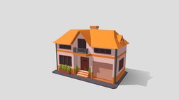Low poly house 4 props, lowpoly, house, city, building, acommodation