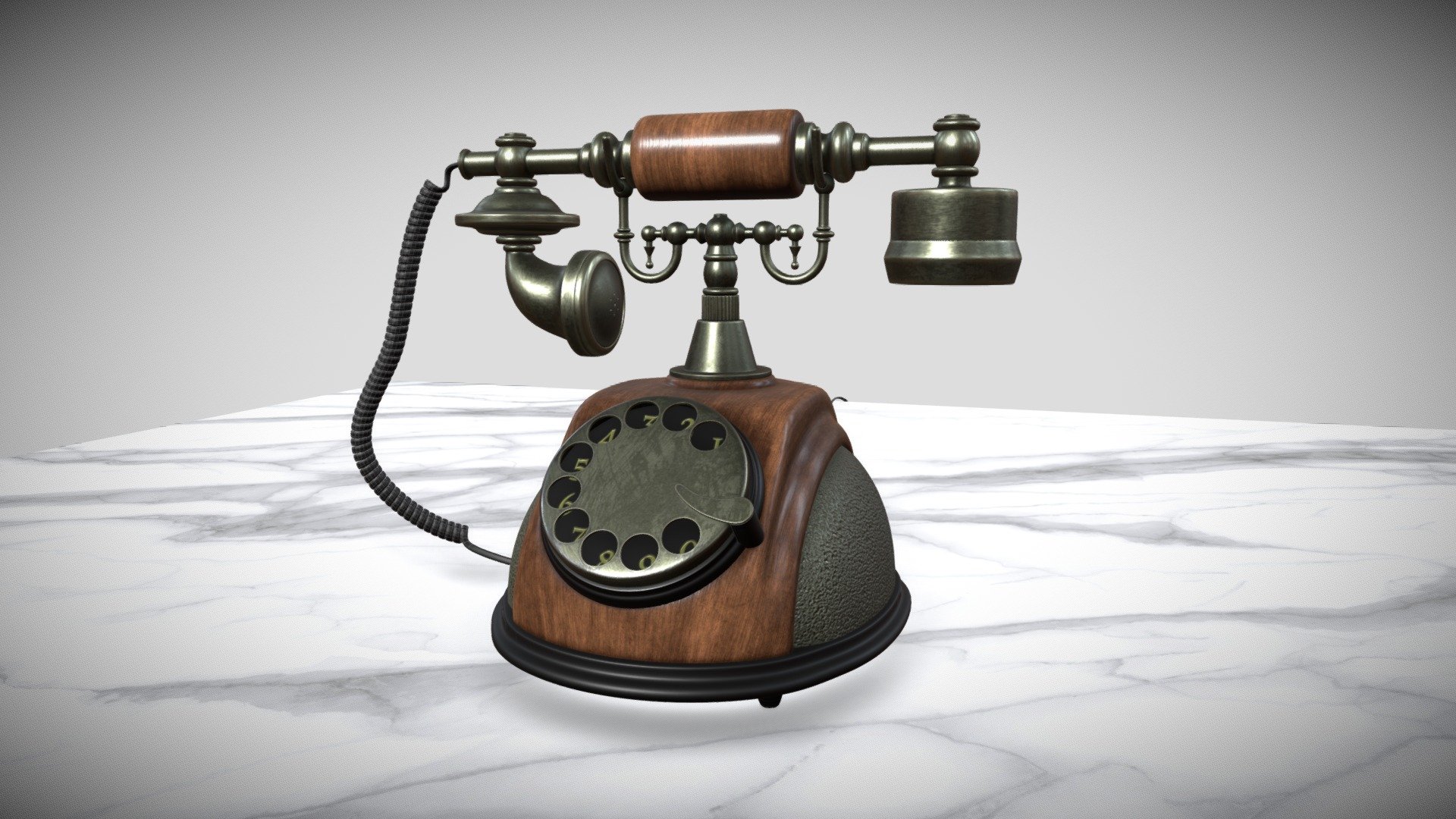 Old rotary phone 3d model