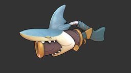 Shark Gun shark, weapon, handpainted, pbr, gameart, animal, animation, pirate, stylized, gun, concept, gameready