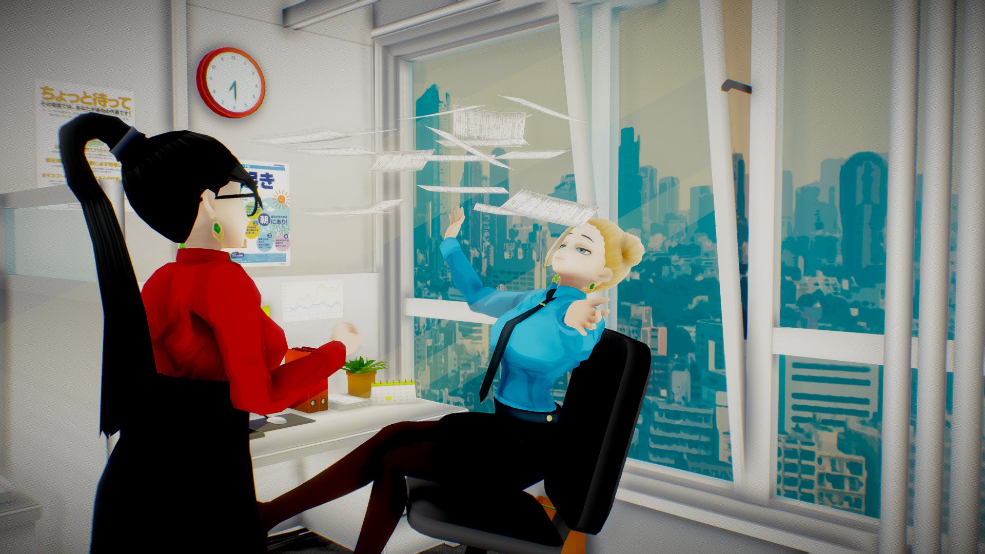 Anime looking characters in an office scene.
Made in blender, diffuse only handpainted textures 3d model