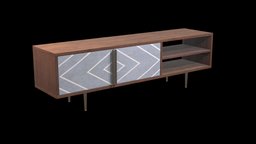 TV console Toshi office, room, wooden, tv, stand, console, furniture, furnishing, living, entertainment, cabinet, arch-viz, architecture, pbr, lowpoly, house, home, wood, decoration, interior, gameready