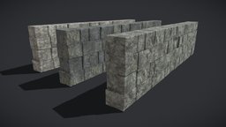 Medieval Cut Brick Wall brick, medieval, vr, game, 3d, lowpoly, stone, building, wall