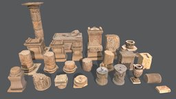 Ancient Greek Roman Objects greek, ancient, egypt, brick, empire, exterior, vase, block, column, realtime, pack, collection, altar, old, roman, republic, romano, real-time, roman-archaeology, low-poly, asset, game, pbr, low, poly, stone, house, sculpture, interior, temple, roman-greco-roman