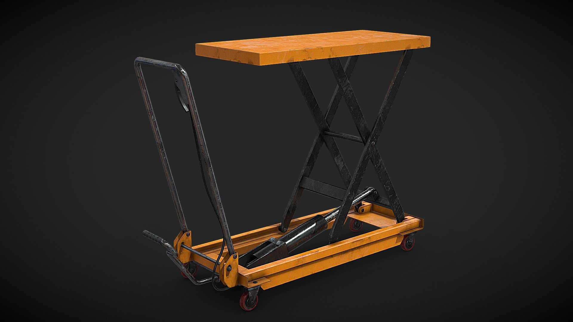 Orange-black manual scissor lift table.

Specification:




Model is in a real scale

Height: 128cm

Polygons: 50451

Verticles: 50309

Only Quads and Triangles used

Non-overlapping UV mapping

Formats:




3ds max 2017 V-Ray (native)

3ds max 2017 Arnold

Cinema R20

Cinema R20 V-Ray

Blender Cycles

UnrealEngine 5.1

Unity 2020

FBX

OBJ

DWG
 - Scissor Lift Table II - Buy Royalty Free 3D model by Fusemesh 3d model