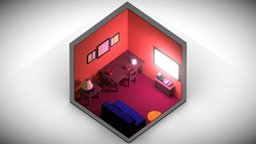 Home living isometric room gameready