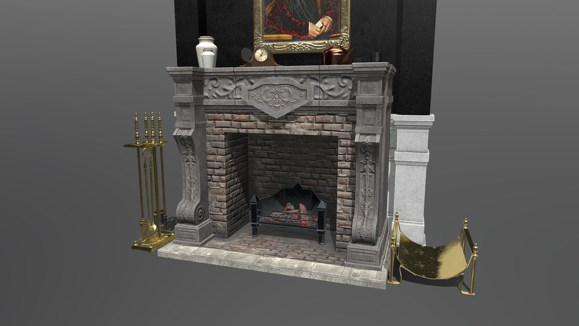 Vintage Fireplace set 
This will be a part of a larger set in the future - Fireplace Set - Buy Royalty Free 3D model by Jayson Stauffer (@JaysonStauffer) 3d model