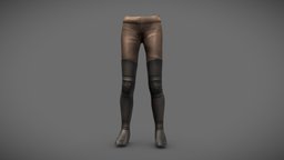 Female Long Thigh Knigt Boots With Pants steampunk, armour, historic, warrior, fighter, fashion, knee, medieval, girls, long, clothes, pants, guard, biker, boots, rider, thigh, combat, heels, costume, womens, wear, thick, pbr, horse, low, poly, female, fantasy, knight