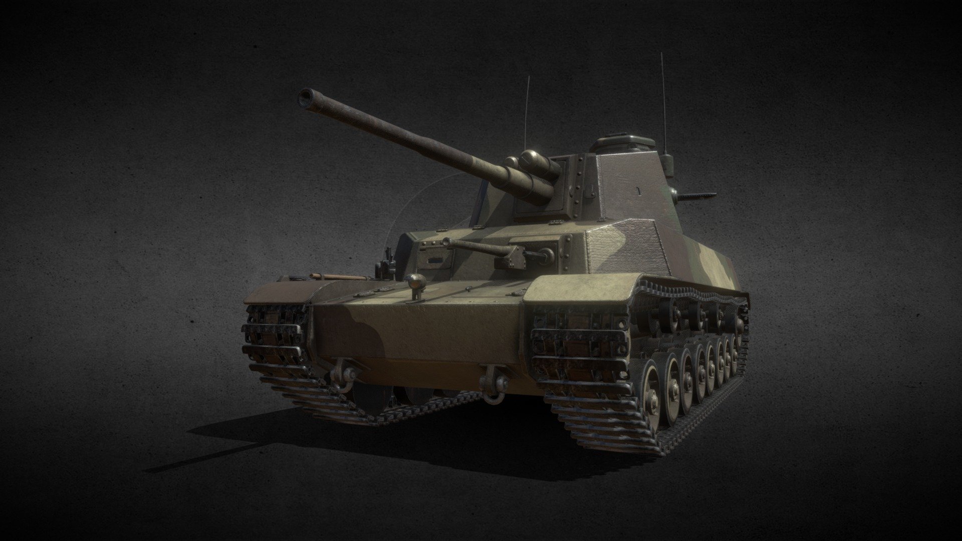 Ready to use Type 5 Chi-Ri 3d model

Type 5 Chi-Ri was a medium tank prototype developed to be a more powerful an overall better version of the previous prototype - the Type 4 Chi-To medium tank (3D model also avalible).
Only one incomplete prototype was built.

Tri-color camouflage variant.

Ready to use in games or renders.

More Japanese WW II models in the collection: https://skfb.ly/oyoDN

More Tanks and Parts models in the collection: https://skfb.ly/oyoDV

More cheap or free military models in the collection: https://skfb.ly/ooYNo

4096x4096 textures:


albedo
roughness
metalness
normal map
ambient occulusion map

modelled in Blender textured in Adobe Substance 3D Painter - Type 5 Chi-Ri (IJA Medium Tank) - Buy Royalty Free 3D model by AdamKozakGrafika 3d model