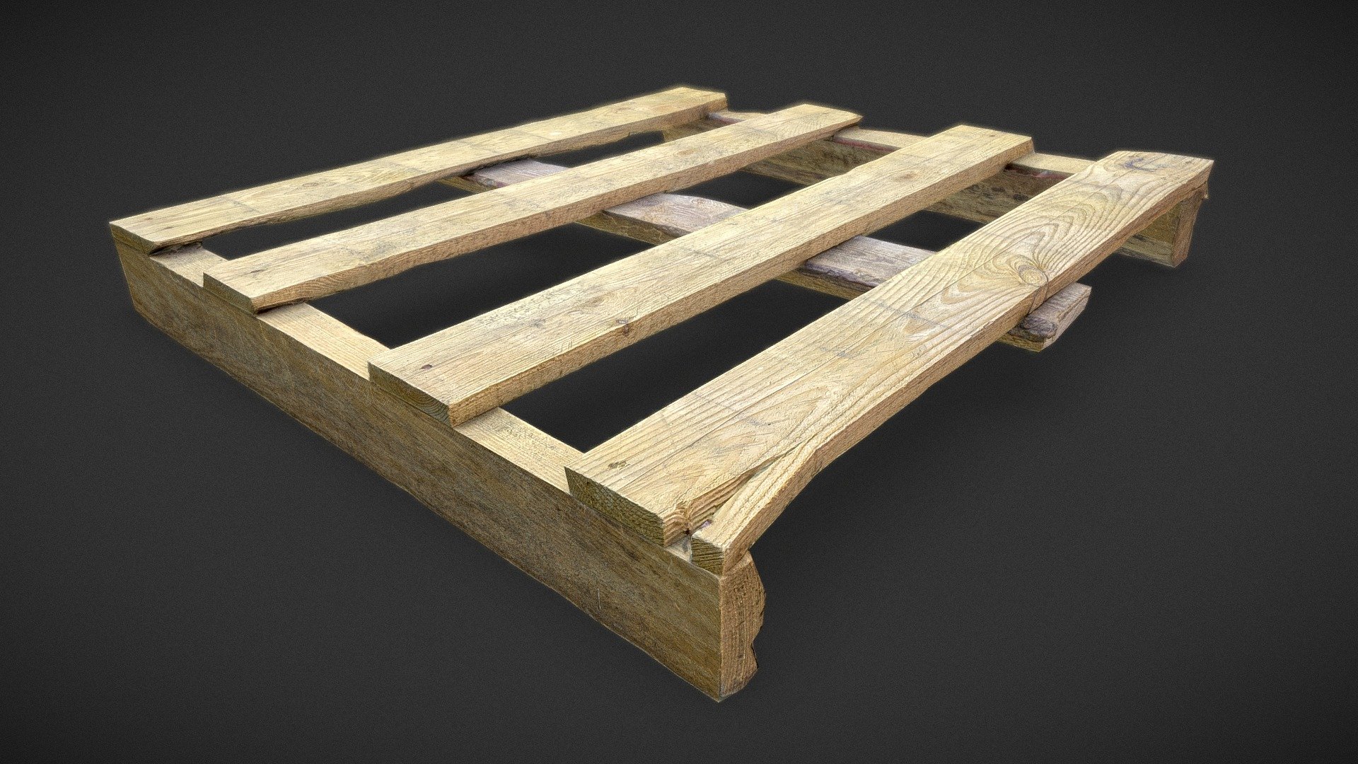 Old Pallet i took from my workplace lol, 3D scanned it in my garden, 153 images, and managed to get both sides alligned for a full model.

8K Normal and Diffuse

Simplified to lower triangles - Old Pallet - 3D Scanned - Low - Buy Royalty Free 3D model by GamePoly (@triix3d) 3d model