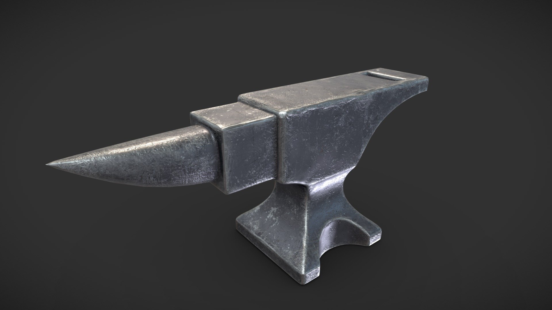 Photorealistic old anvil 3d model prepared for any kind of use.
Render: Cycles Render and Eevee Render.
Model Information:

Polygons: 4264
Vertices: 4266
Real Size: 0.630.20.28, Units: Meters.
Native Model Include 5 Lights, Camera.
Native File Is Ready To Render In Cycles Render.
Model Is Photorealistic And PBR.
Textures:

Model Includes 4 PBR (Metallic/Roughness) PNG Textures 4096*4096:
Diffuse map.
Normal (OpenGl) map.
Roughness map.
Metallic map 3d model