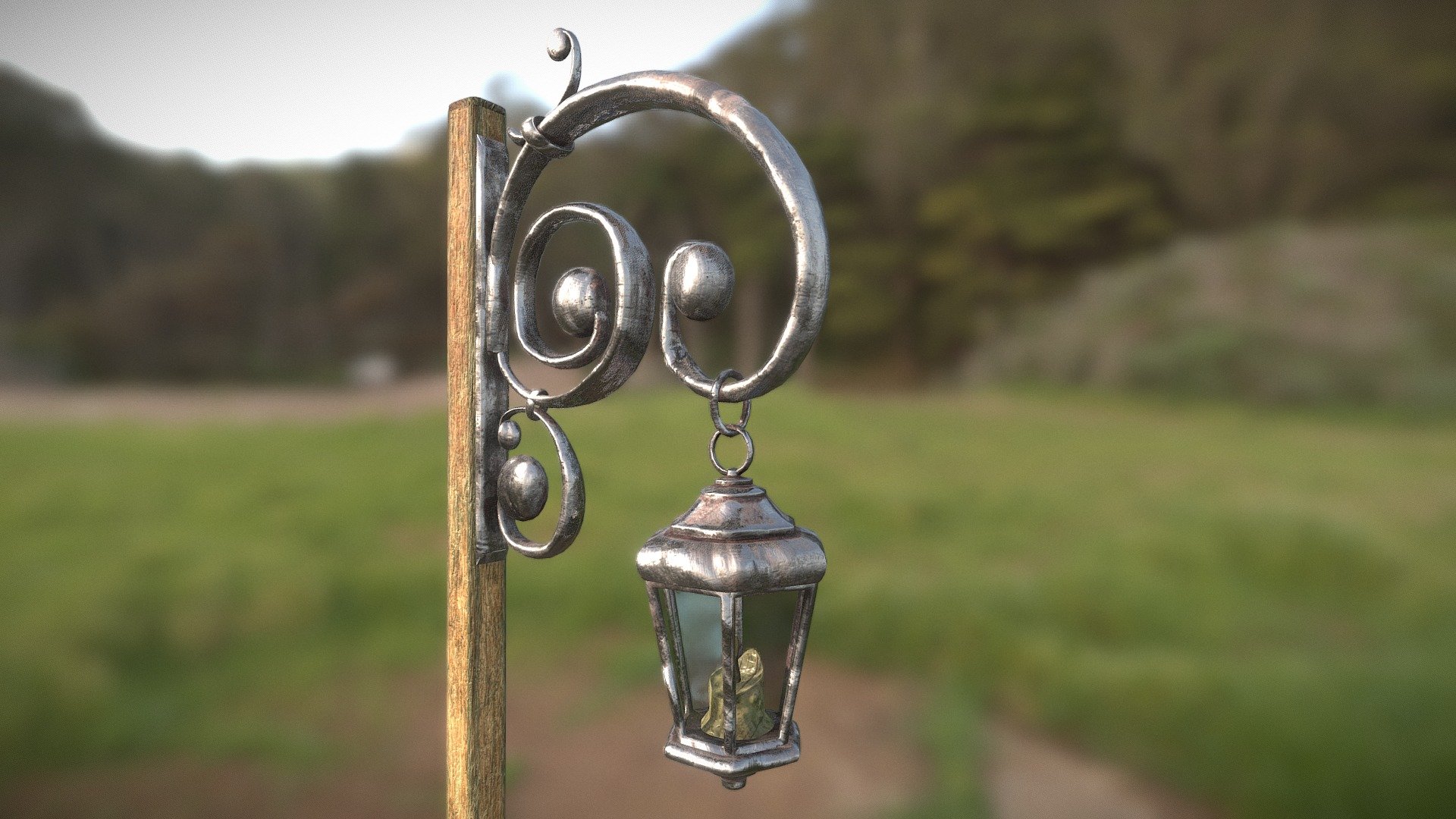 Stylized medieval street lantern for Unreal Engine 4 project. Also, please check my other works of sketchfab! - Stylized medieval street lantern - 3D model by NiceLookinGuy 3d model