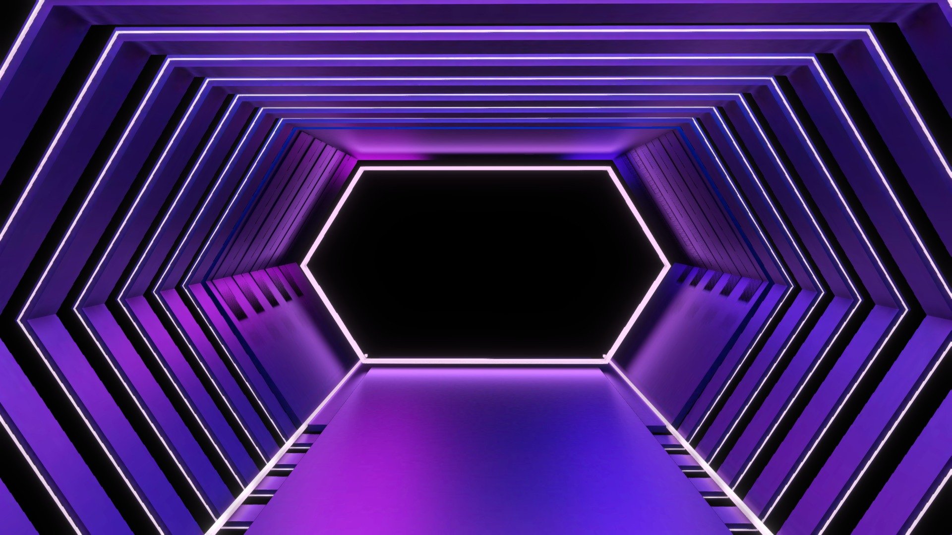 Stereoscopic corridor with hexagon neon lights. It can also be used as a stage platform, like vr dancing show or music gaming.

Textures already baked, 4K resolution 3d model