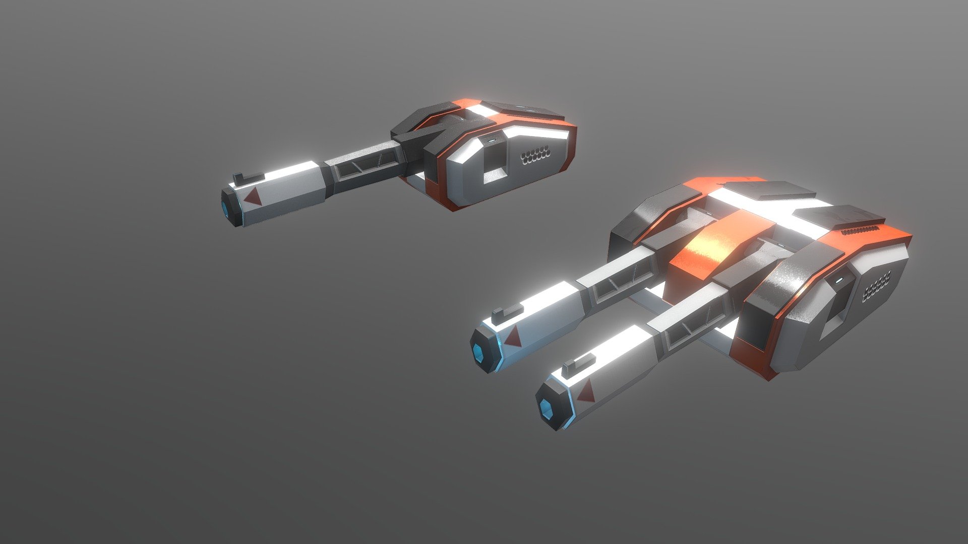 A pair of low poly stylised turrets for use in sci fi games. Both using 1k maps and standard D/R/E/N mapping 3d model