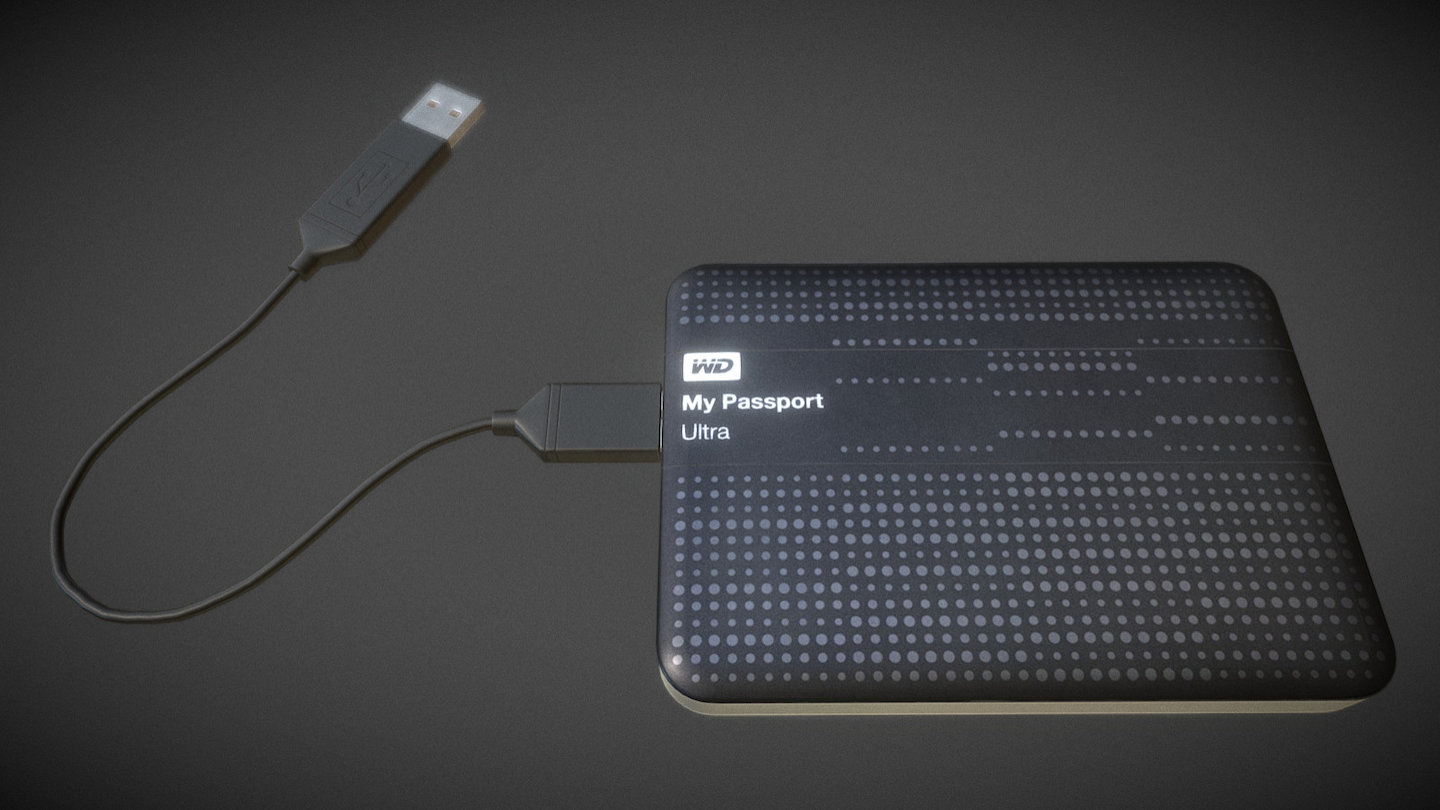 External HDD with USB Cable animated (WD  Version).

Modeled, rigged and animated in Blender 2.78a 3d model