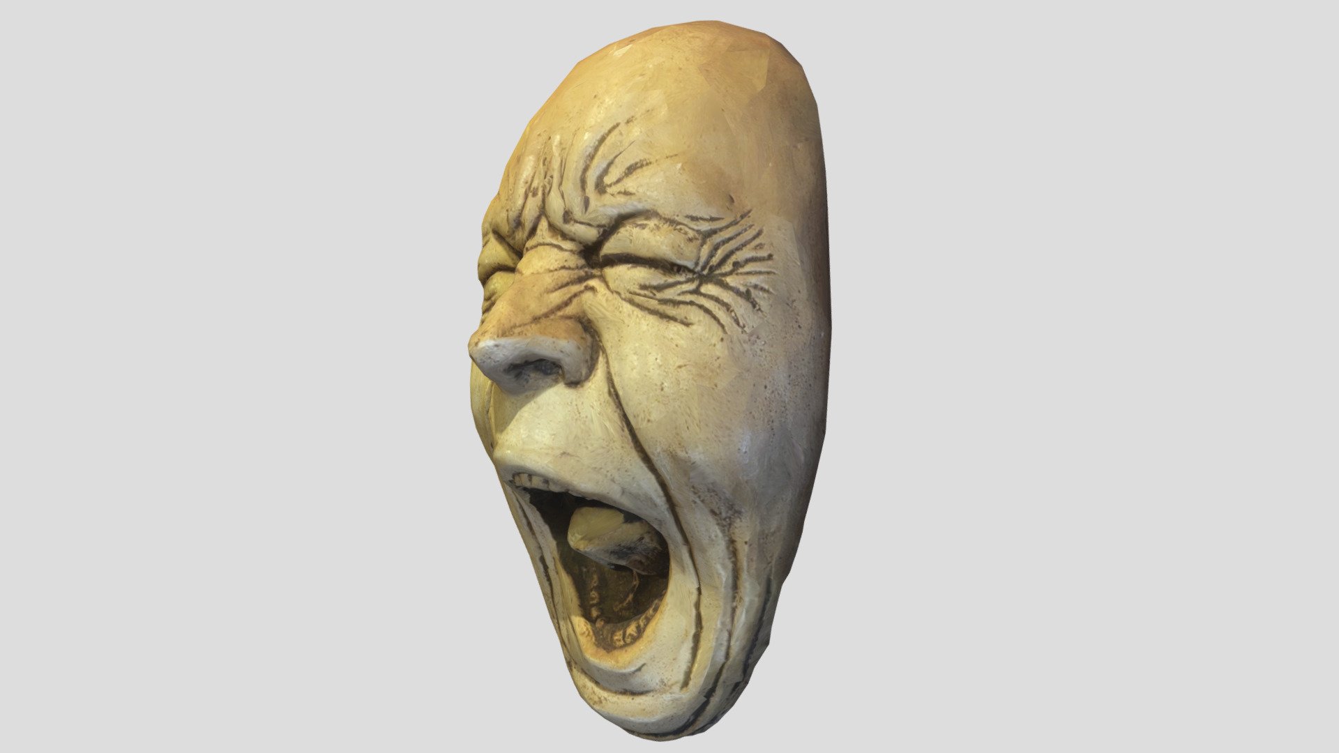This is a scan of a screaming face made out of stone. I have it hanging on my wall 3d model